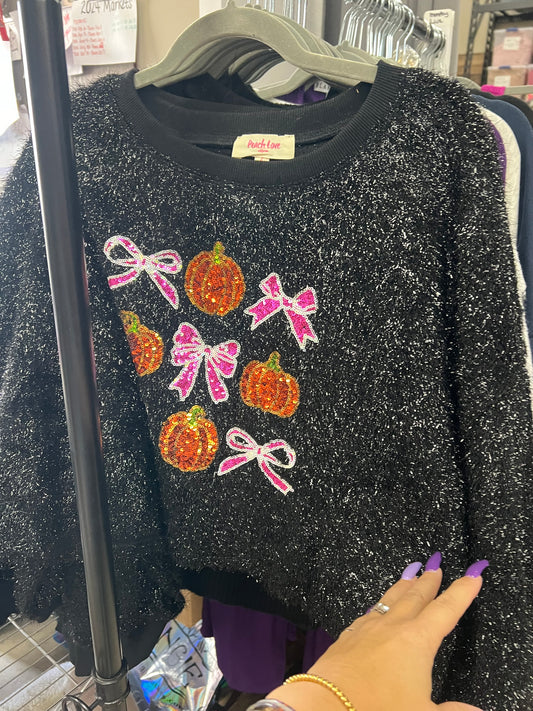 Pumpkin & Bow Knit Top