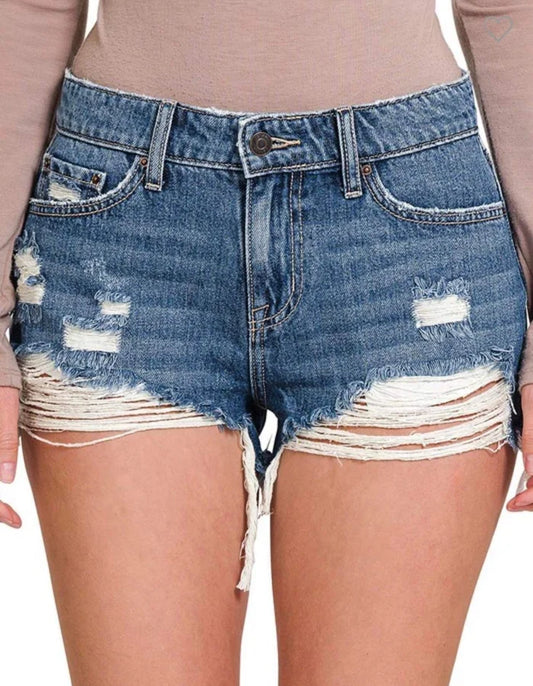 Medium Washed Distressed Cut Offs