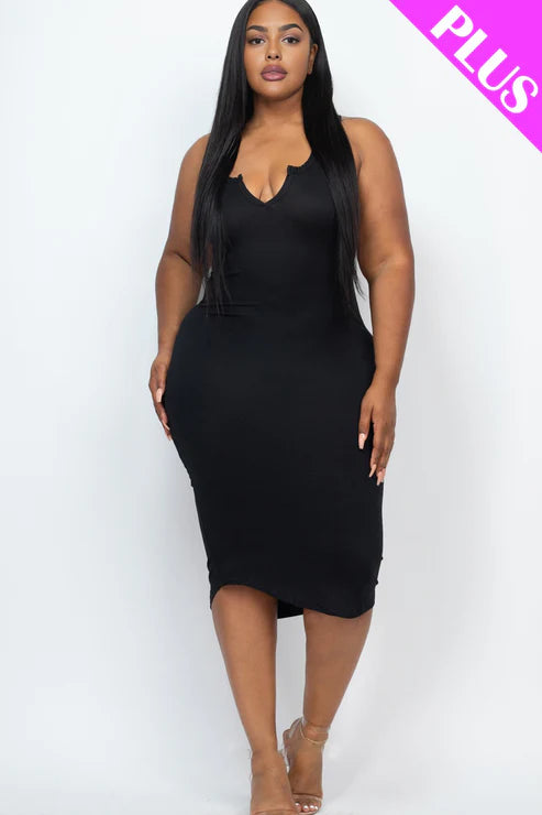 Capella: Split Neck Tank Midi Dress