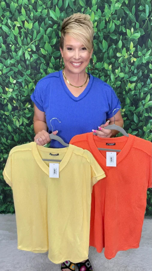 Corded Basic V-Neck
