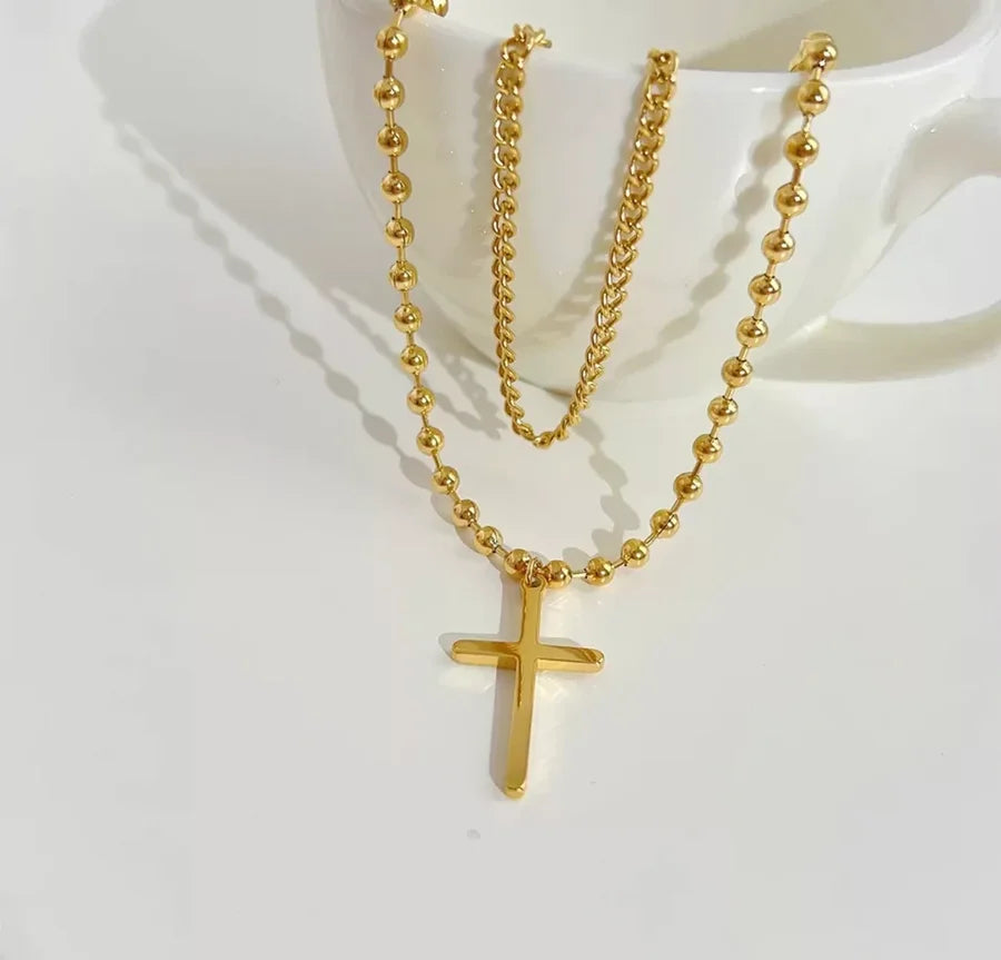 Double Layer Cross Necklace