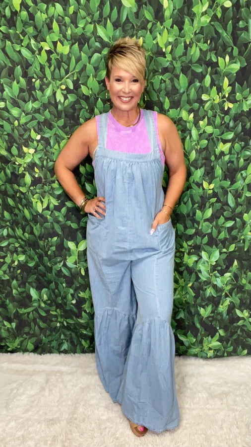 Denim Wide Leg Jumpsuit