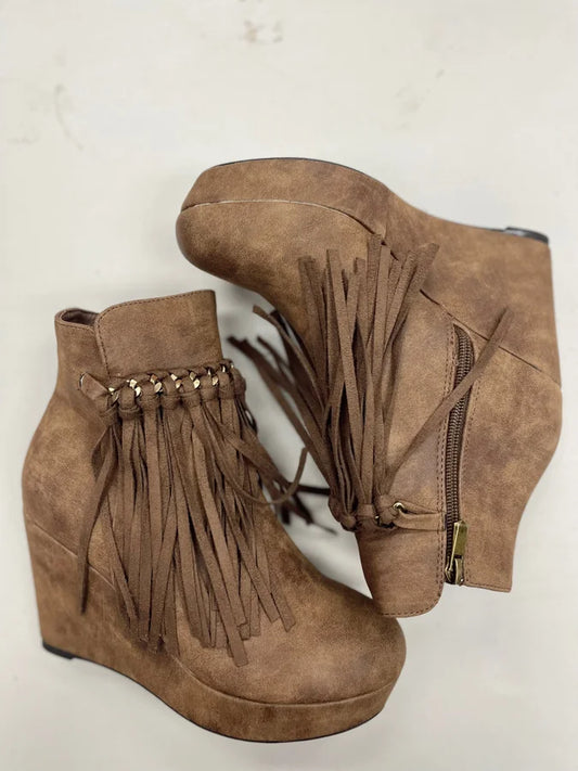 Fringe Platform Booties