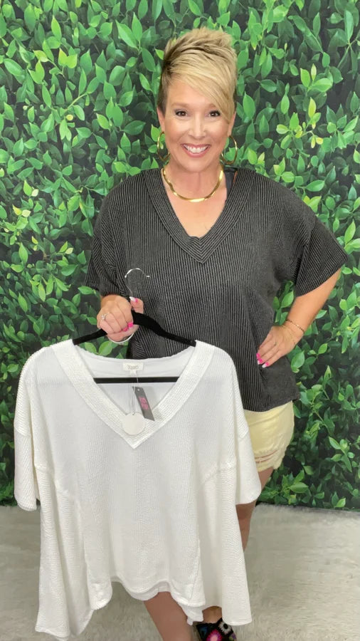 Hi-Lo Corded V-Neck