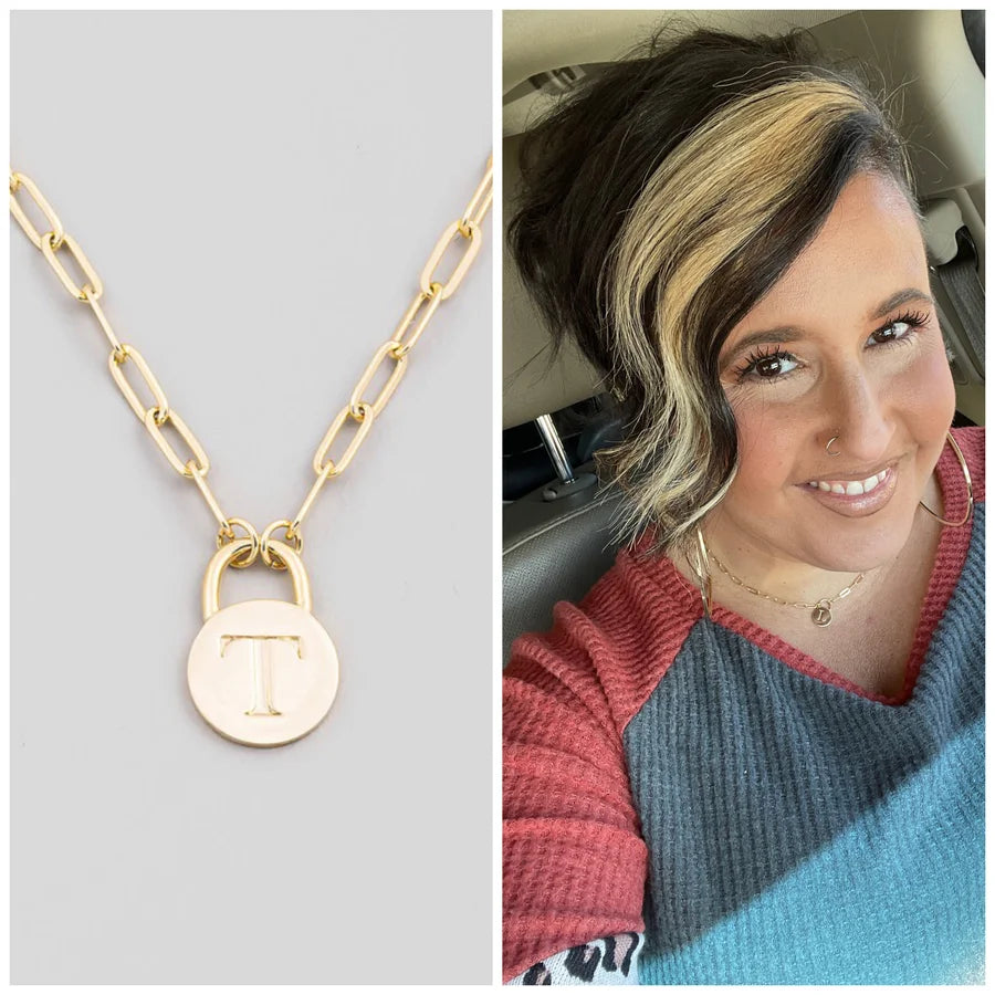 Initial lock necklace