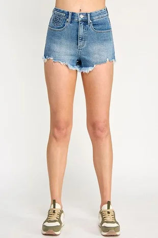 Saige: High Rise Logo Shorts