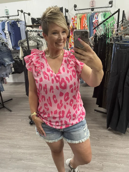 Lovely Leopard Ruffle Sleeve