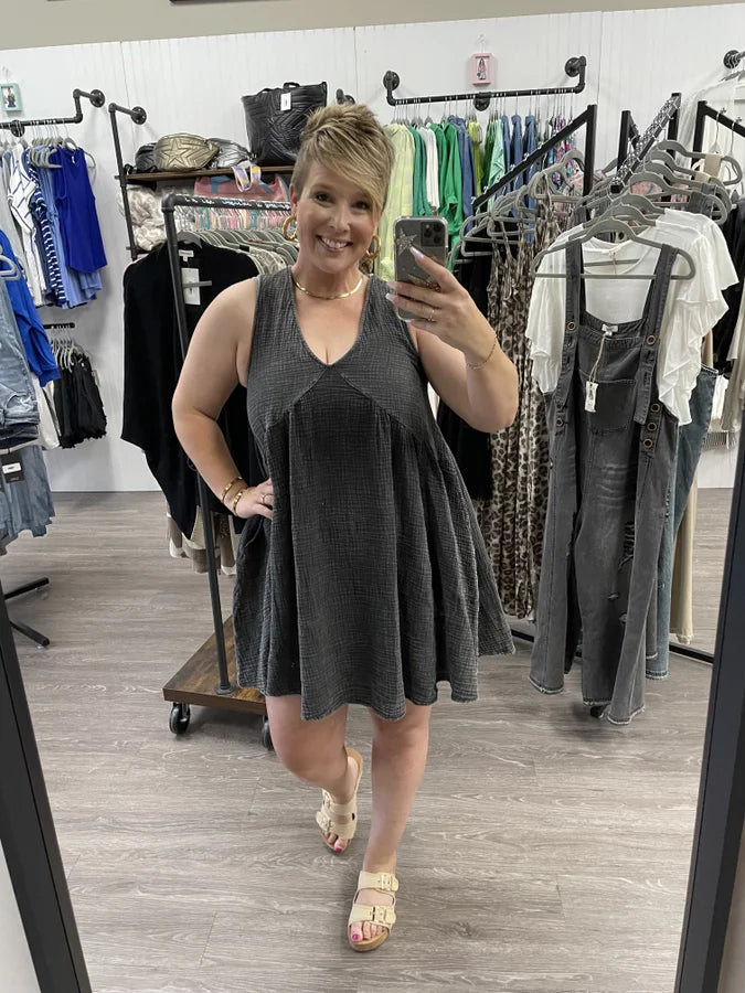 Mineral Washed Mini Dress