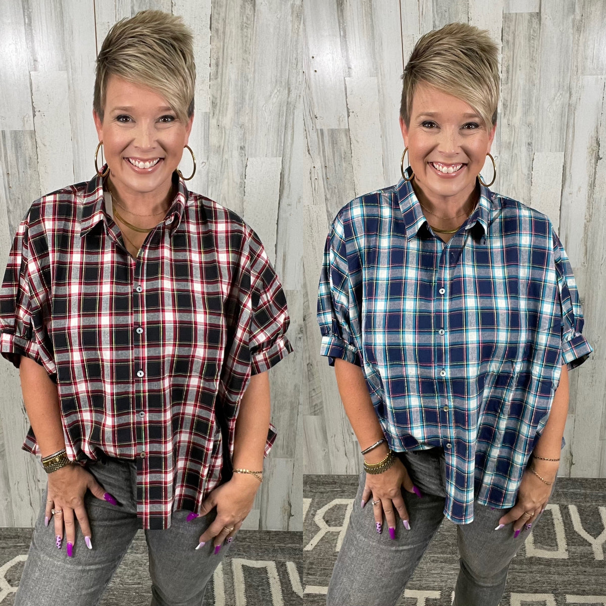 oversized plaid buttondown