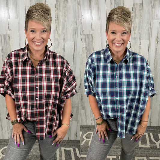 oversized plaid buttondown
