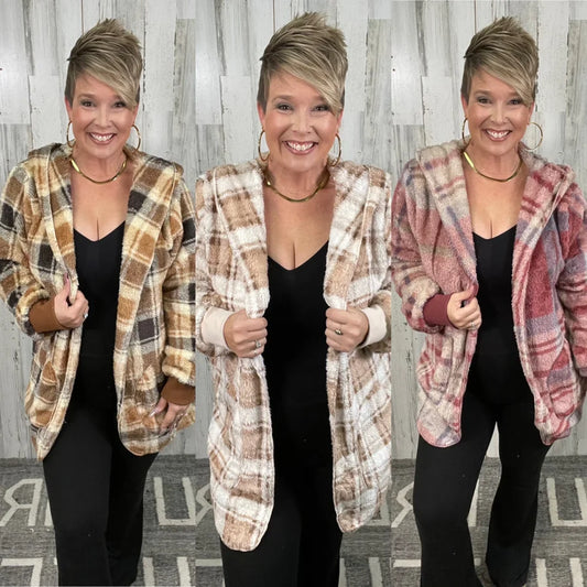 Plaid Hooded Sherpa