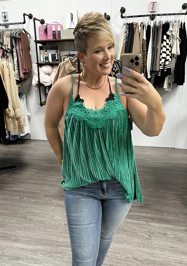 pleated party velvet top