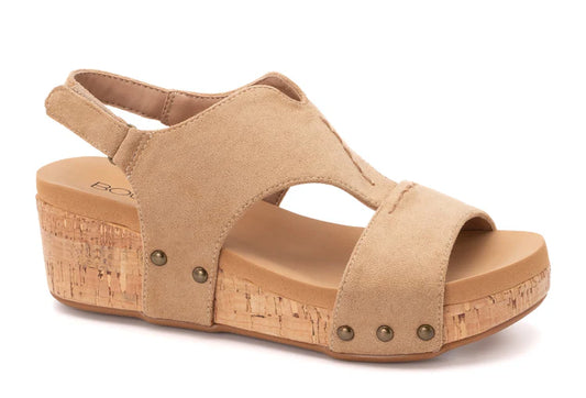 Refreshing Camel Suede Wedge