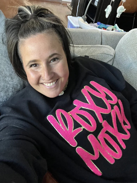 Roxy Moxy chenille patch sweatshirt