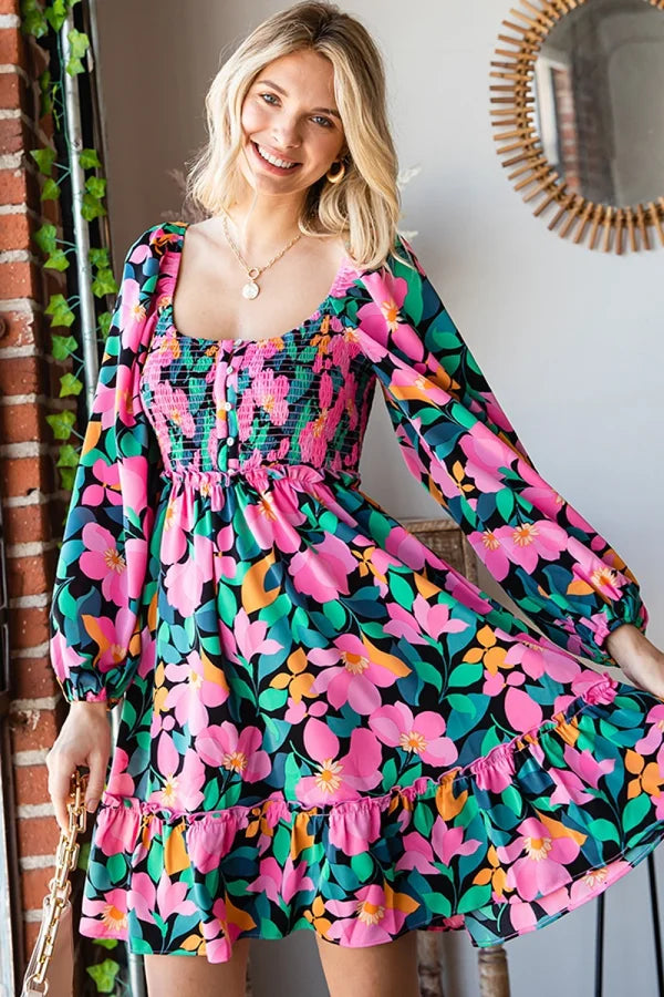 Sarah Smocked Floral Dress