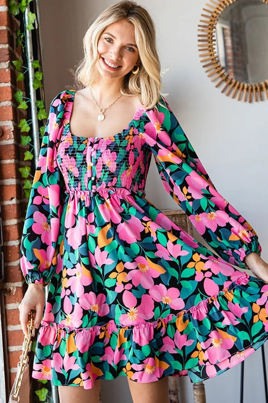 Sarah Smocked Floral Dress