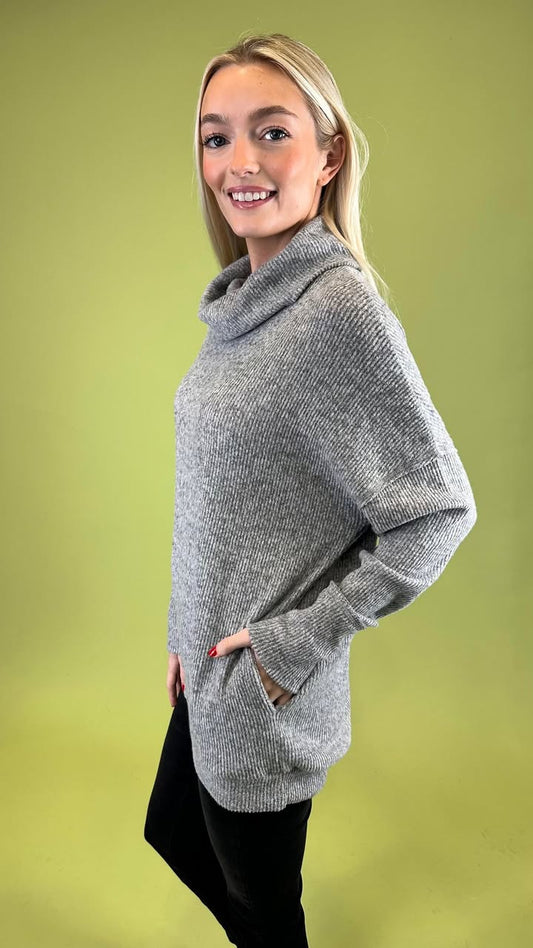 Side Pocket Turtle Neck
