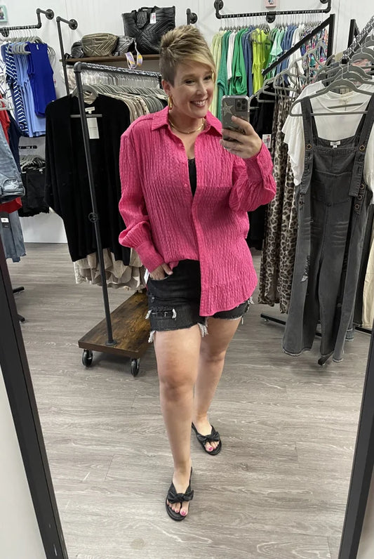 Tina Textured Oversized Button up