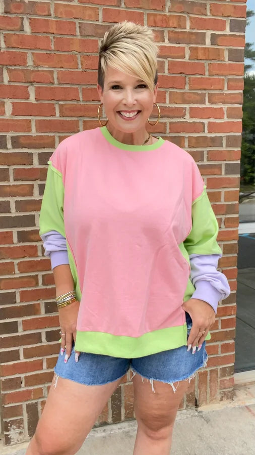 Vintage Washed Colorblock Pullover