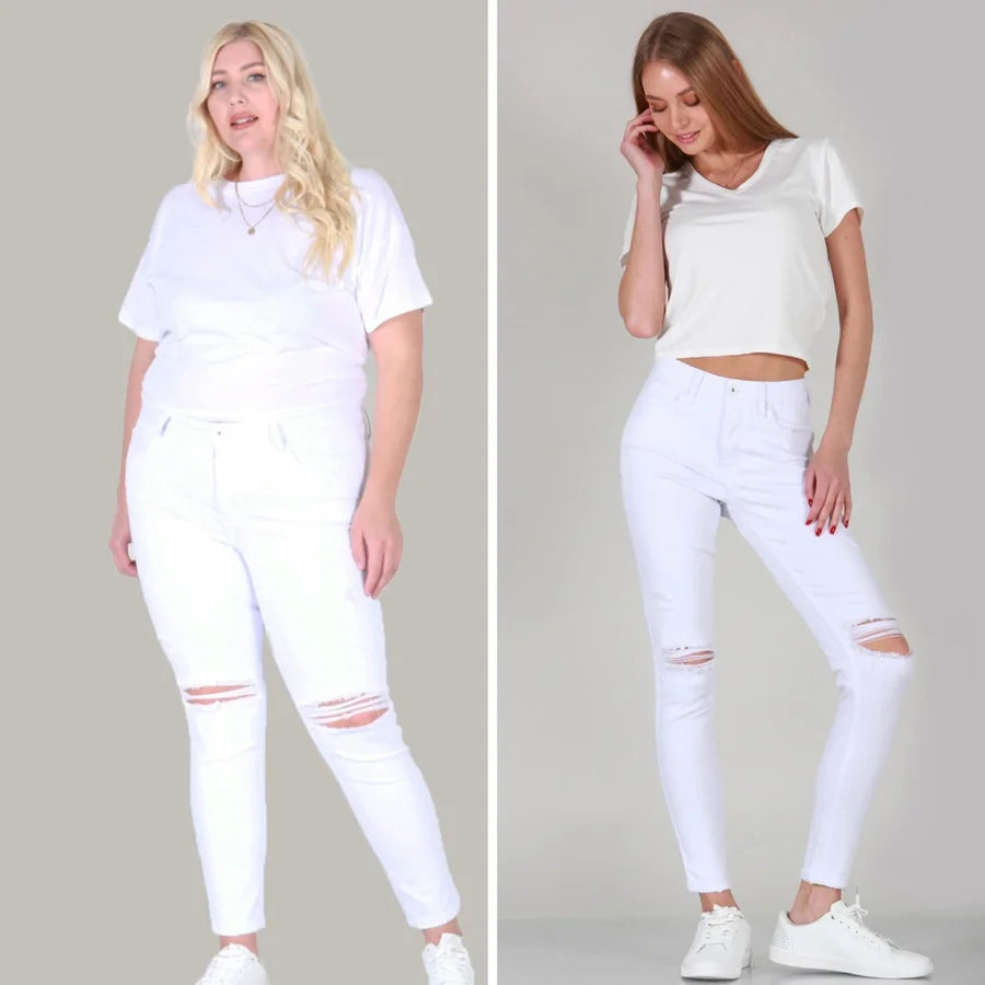 Special A White Skinny Distressed